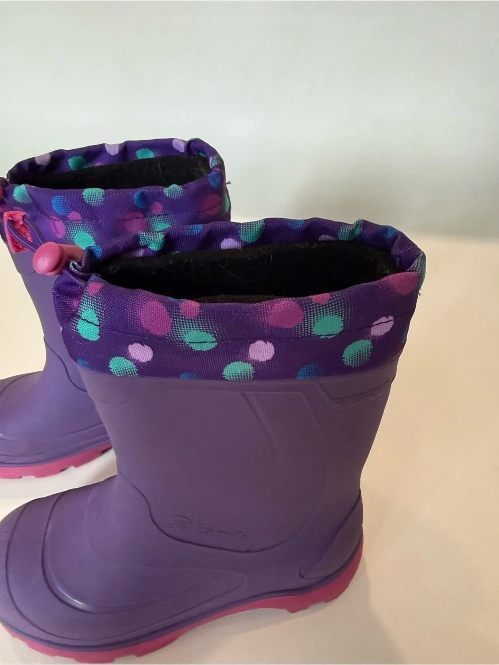 Kamik Snobuster 2 Winter Snow Boots Girls Size 4 Purple Pink Polka Dot